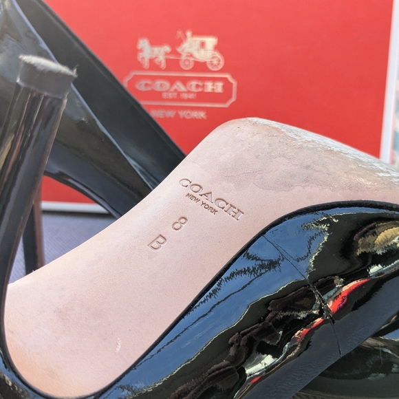 Coach Nala Women's Black Patent Leather Heels - Picture 2 of 5